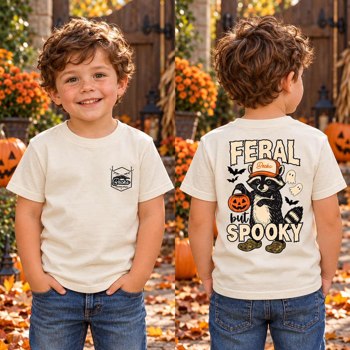 Feral and Spooky Halloween shirt front and back