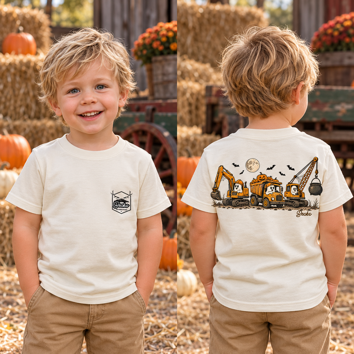 Spooky Construction Crew Halloween shirt front and back