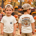 No Diggity Deer shirt front and back at a pumpkin patch
