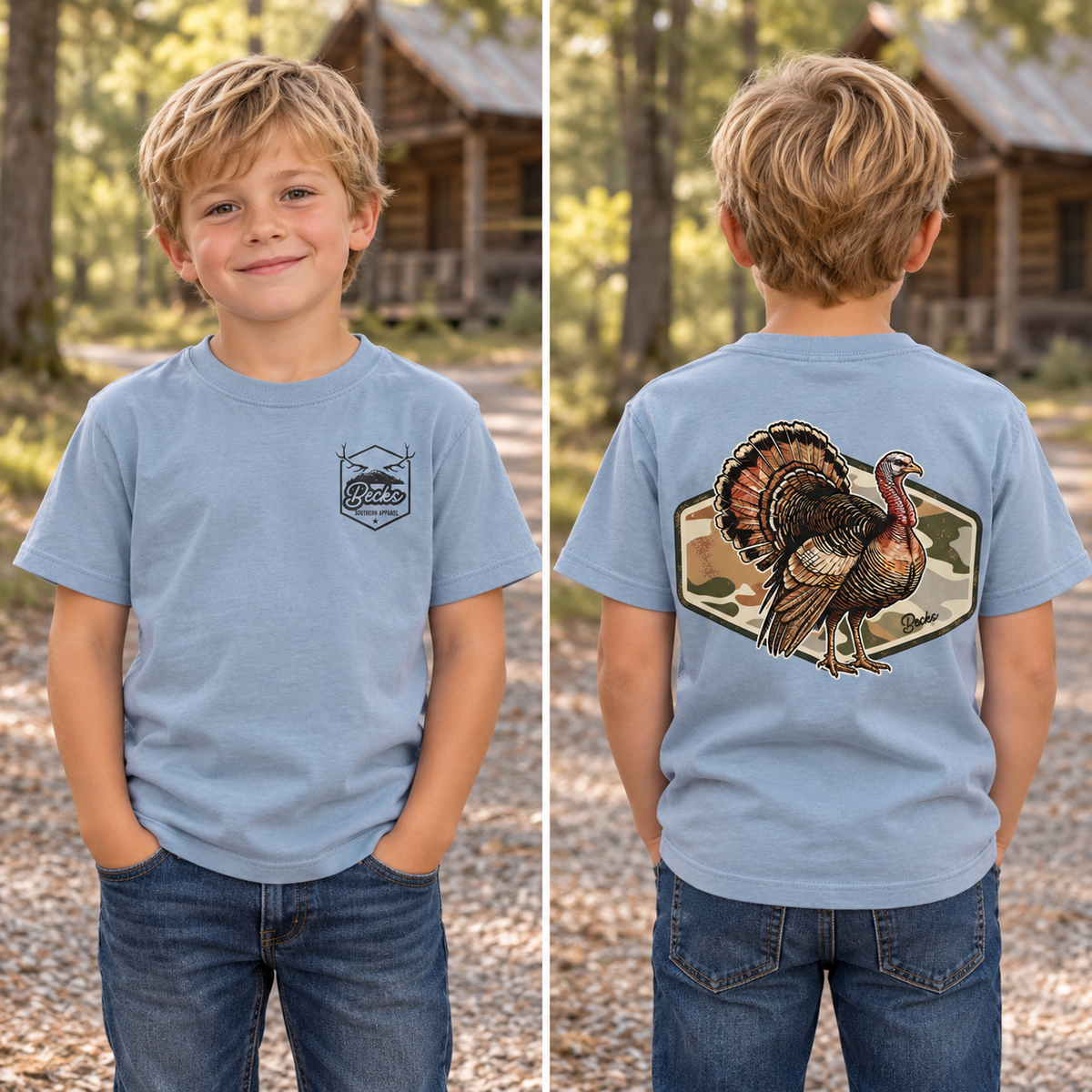 Southern Turkey Camo Badge — Tee or Sweatshirt front and back