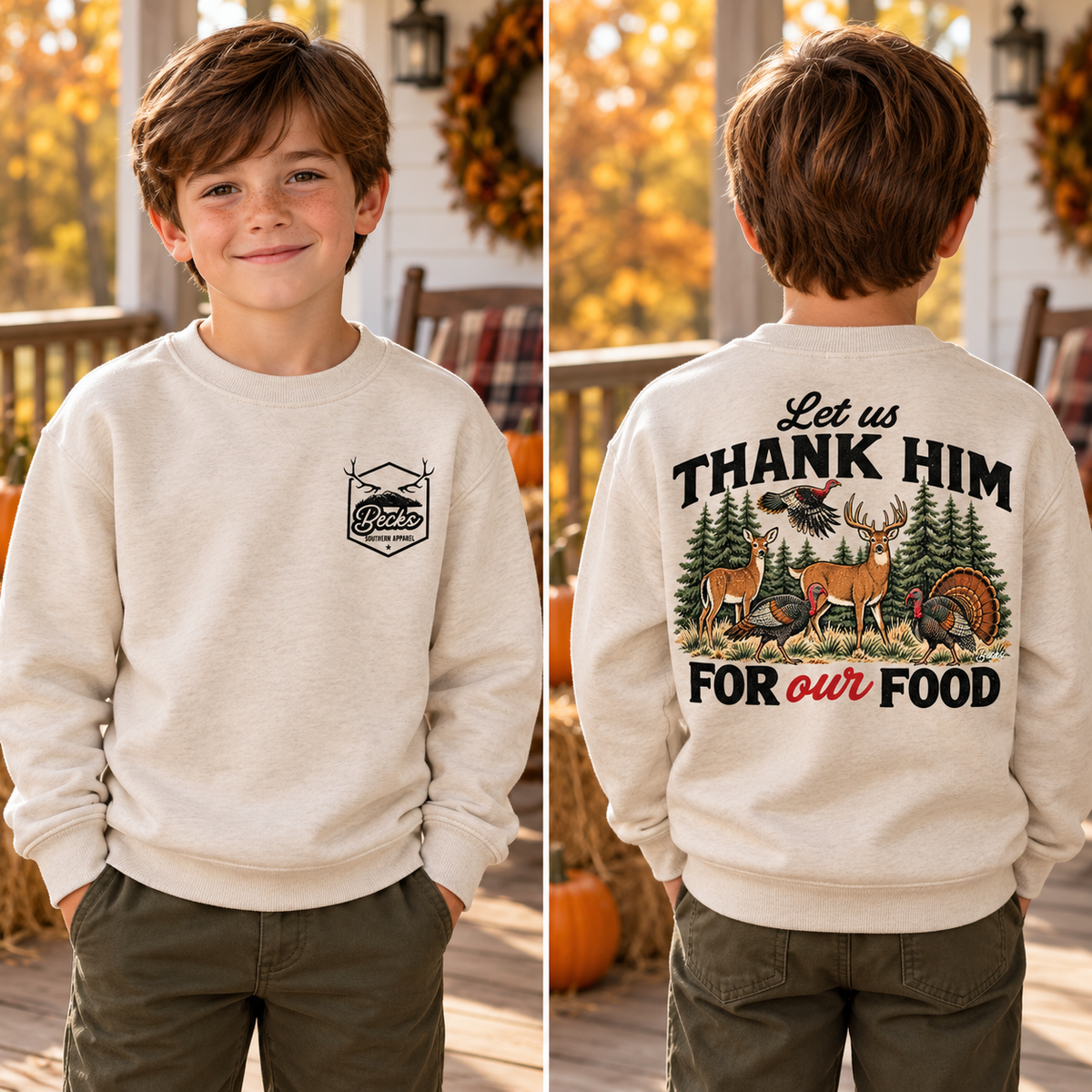 Let Us Thank Him — Tee or Sweatshirt front and back